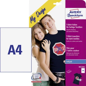 Avery-Zweckform My Design T-Shirt MD1004 atramentová fólia na textil A4 pre farebné textílie, optimalizovaný pre tlač at