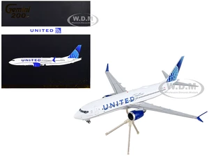 Boeing 737 MAX 8 Commercial Aircraft "United Airlines - United Together" White with Blue Tail "Gemini 200" Series 1/200 Diecast Model Airplane by Gem