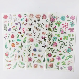 3 Sheets /Pack Blooming Flowers Diary Decorative Stickers DIY Album Party Decor