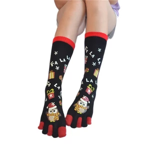 FashionNew Unisex Winter Christmas Socks Women Harajuku Cotton Funny Toe Socks Striped Contrast Colorful Five Finger Socks Meias