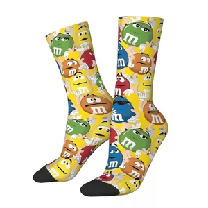 M Chocolate Funny Men's Socks Candy Character Collection Vintage Harajuku Hip Hop Novelty Seamless Crew Crazy Sock Gift Printed