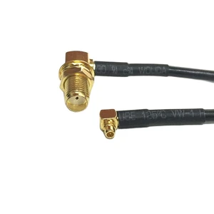 Modem Coaxial Cable SMA Female Jack Nut Right Angle Switch MMCX Male Plug 90-degree Connector RG174 Cable 20CM 8inch Adapter