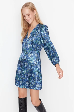 Trendyol Navy Blue Patterned Shirt Woven Dress