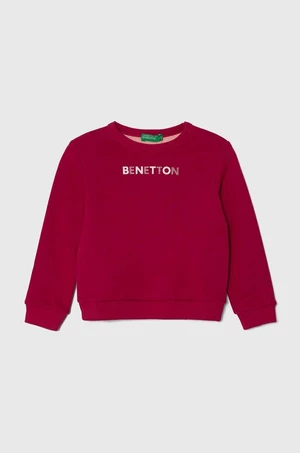 Dětská bavlněná mikina United Colors of Benetton růžová barva, s potiskem