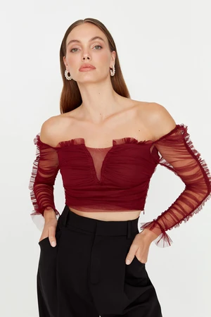 Trendyol Burgundy Frill Detailed Blouse