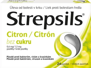 Strepsils pastilky bez cukru citrón 24 pastiliek