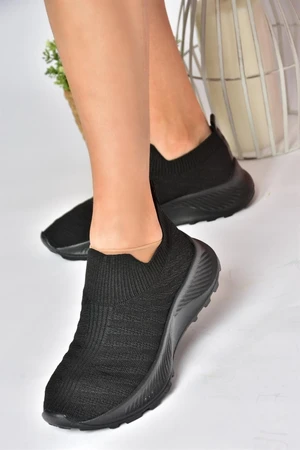 Fox Shoes P239503304 Black Tricot Fabric Women's Sports Shoes Sneakers