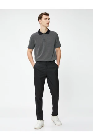 Koton Polo Neck T-Shirt with Buttons, Short Sleeves, Geometric Print