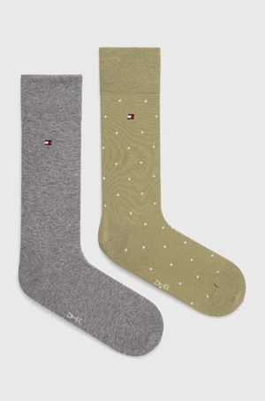 Ponožky Tommy Hilfiger 2-pak pánske, zelená farba, 701228259