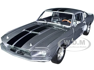 1967 Shelby GT500 Gray Metallic with Black Stripes 1/18 Diecast Model Car by Solido