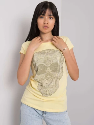 Light yellow T-shirt with Skull patch