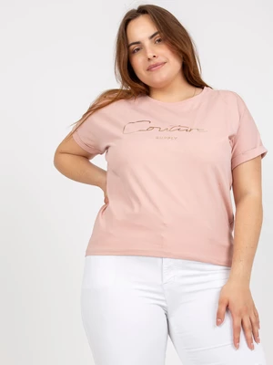 Dusty pink women's T-shirt plus size with inscription
