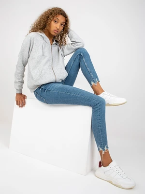 Basic zippered sweatshirt in melange grey