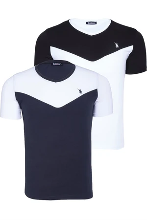 DUAL SET T8591 DEWBERRY MENS T-SHIRT-WHITE-NAVY BLUE