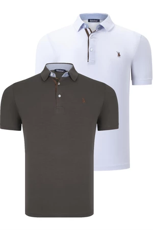 DUAL SET T8582 DEWBERRY MENS T-SHIRT-WHITE-KHAKI