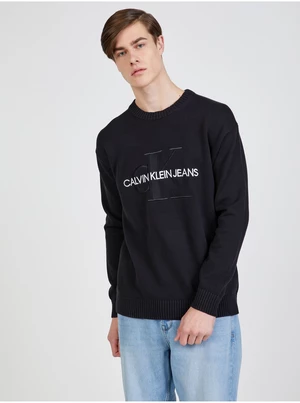 Calvin Klein Jeans Čierny pánsky sveter Calvin Klein Embroidery