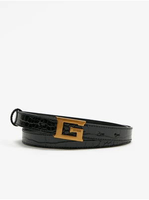 Black Ladies Belt with Crocodile Pattern Guess - Women