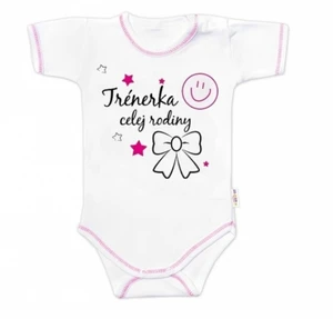 Body krátký rukáv Baby Nellys, Trenérka celej rodiny, holka, vel. 74 (6-9m)