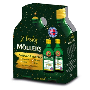 MÖLLER´S Omega 3 D+ s citronovou příchutí DÁRKOVÉ balení 2 x 250 ml