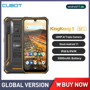 Cubot KingKong 5 Rugged Smartphones 6.088 Inch 4GB+32GB 5000mAh Battery 48MP Triple Camera Android 11 NFC Face Unlock Cellphones