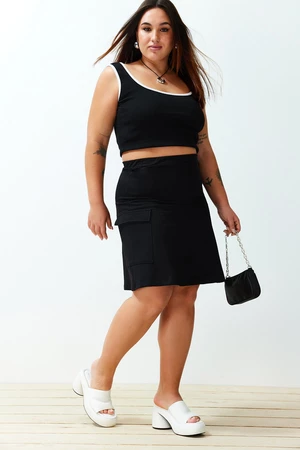Trendyol Curve Black Pocket Mini Knitted Skirt
