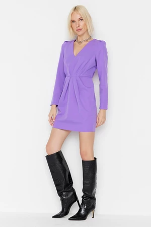Trendyol Limited Edition Purple Gathered Woven Dress