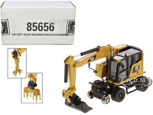 CAT Caterpillar M323F Railroad Wheeled Excavator with 3 Accessories (CAT Yellow Version) "High Line" Series 1/87 (HO) Diecast Model by Diecast Master