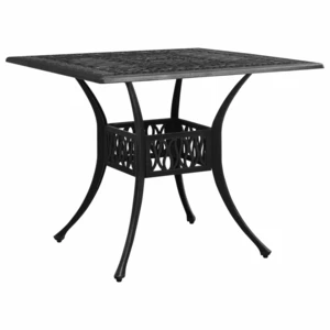 Cast Aluminum Garden Table Black 35.4''x35.4''x28.7''