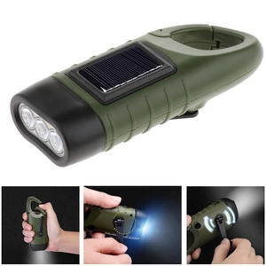 Portable LED Flashlight Hand Crank Dynamo Torch Lantern Professional Solar Power Tent Light For Outdoor Camping Mountain