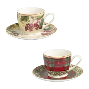Súprava 2 porcelánových šálok s tanierikmi Brandani Sottobosco