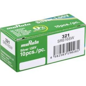 Knoflíkový článek 321 oxid stříbra Murata SR616SW-PBWW 16 mAh 1.55 V 10 ks