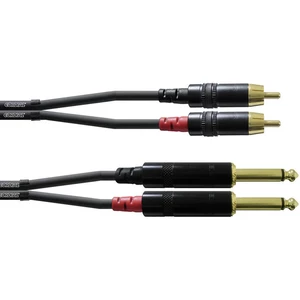 Cordial CFU3PC audio káblový adaptér [2x jack zástrčka 6,35 mm - 2x cinch zástrčka] 3.00 m čierna