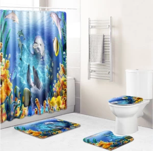 Non-Slip European Marine Starfish Whale Style Mats Bath Carpets Toilet Seat Cover Floor Mat Bathroom Decoration
