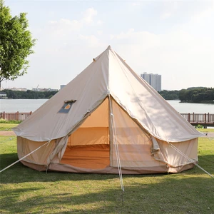 Cotton Canvas Pyramid Tent Outdoor Camping Tent 4 Season Camping Glamping Waterproof Living yurt Size 3m 4m for Family T