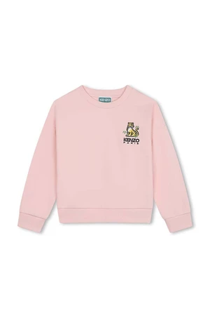 Dětská bavlněná mikina Kenzo Kids růžová barva, s potiskem