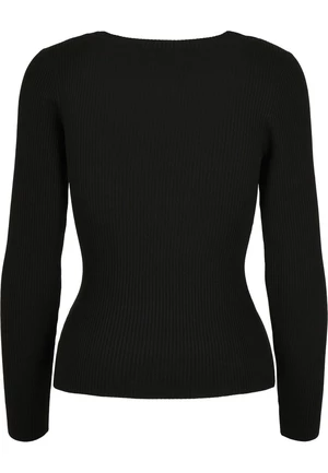 Women's sweater with a wide neckline, black