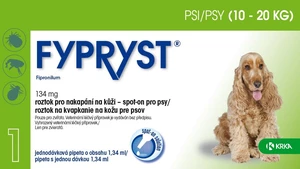 Fypryst Psy 10-20 kg Roztok na kvapkanie na kožu pre psov 1 ks