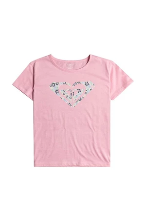 Detské bavlnené tričko Roxy DAY AND NIGHT ružová farba