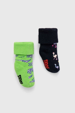 Detské ponožky Happy Socks Kids Animals Baby Terry Socks 2-pak čierna farba
