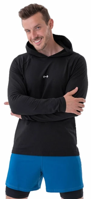 Nebbia Long-Sleeve T-shirt with a Hoodie Black L Fitness koszulka