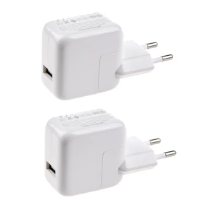 2X White Charger Adapters European Standards For Ipad / Iphone / Ipod / Smartphones 2.1A