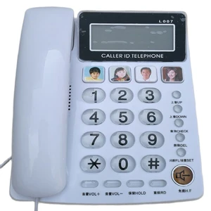 Desktop Phone Caller ID Telephone with 4 Picture Care, FSK / DTMF System, Adjustable Volume & Brightness Speakerphone for Senior
