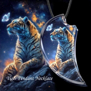 Fashion creative men and women Tiger necklace resin landscape pendant animal necklace anniversary party gift