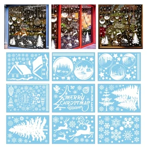 Christmas Glass Window Stickers 9 Sheets Wall Sticker Decal Decor for Home Festival Holiday Party Backdrop Decor