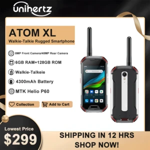 Unihertz Atom XL IP68 Rugged Waterproof Cellphones 6GB 128GB Android 10 Mobile Phone DMR Walkie-Talkie Smartphone 4300mAh NFC
