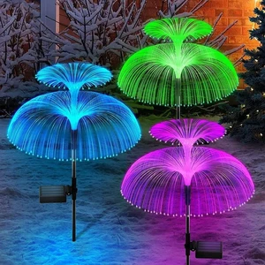 Solar Jellyfish Lights Outdoor Waterproof Lawn Light RGB Changing Color Landscape Garden Light Pathway Decor Double-deck