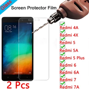 2pcs! Toughed Screen Protector for Xiaomi Redmi 7 K20 6 Pro 5 Plus 9H HD Tempered Film Protective Glass on Redmi 7A 6A 5A 4A 4X