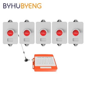 BYHUBYENG Wireless Call System Waterproof 5 Call Button Transmitter 1 Receiver 433mhz Warehouse Management Elevator Construction