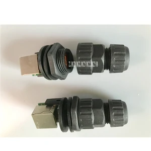 50 pcslot RJ45-M19 Female Socket Panel Mount Waterproof Wire IP68 Connectors Double Mesh Port Female Socket + Waterproof Male