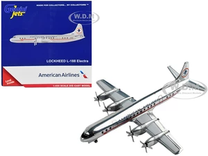 Lockheed L-188 Electra Commercial Aircraft "American Airlines" Silver with Red Stripes 1/400 Diecast Model Airplane by GeminiJets